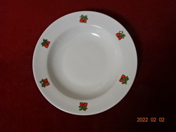 Zsolnay porcelain deep plate with strawberry pattern. He has! Jókai.