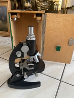 Meopta microscope with accessories in box