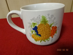 Német porcelán pohár, ananász mintával, magassága 8,5 cm. Vanneki! Jókai.