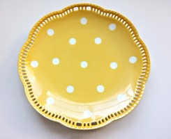 Régi Schumann Bavaria sárga pöttyös tányér 20cm