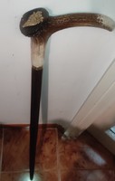 Deer antler with handle wild boar with decorative pliers, walking stick, walking stick, dagger stick, hunting style, hiking stick