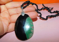 Rare! Onix-jade druzy crystal with giant pendant-ornate clasp