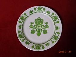 Lowland porcelain wall plate with green folk motif. He has! Jókai.