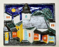 Árpád Csekovszky: to Szentendre. Ceramic wall ornament.