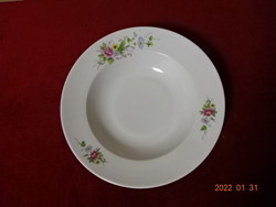 Lowland porcelain deep plate, decorated with a bouquet of flowers, diameter 22 cm. He has! Jókai.