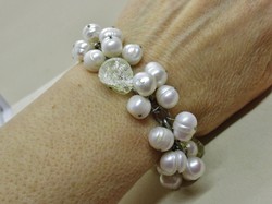 Beautiful large genuine pearl bracelet with silver plated clasp