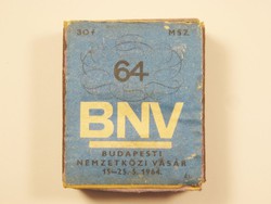 Retro gyufa reklám fa gyufásdoboz - BNV 64 - Budapesti Nemzetközi Vásár 1964 május 15-25.