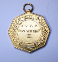 K.V.S.K. 1930 Autumn Competition.Iii, gold-plated silver medal.