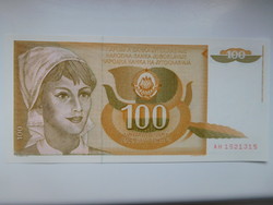 Jugoszlávia 100 dinár 1990 UNC