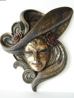Nagyon szép, bronz bevonatos velencei maszk, falra akasztható (Ivola részére)