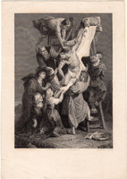 Krisztus levétele a keresztről, acélmetszet, ca. 1860, metszet, Rubens, Presbury, Biblia, Luc. XXIII