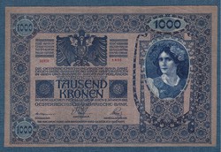 1000 Korona 1902 aUNC- UNC Deutschösterreich Bélyegzéssel hajtatlan