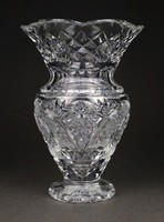 1H735 Régi vastag falú kristály váza 16.5 cm