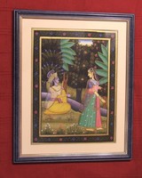 INDIAI FESTMÉNY - "UDVARLÁS" - 40 x 33 cm.
