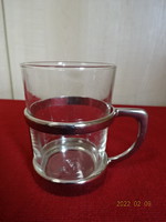 Glass tea cup in metal holder. The metal is German and the glass is French. He has! Jókai.