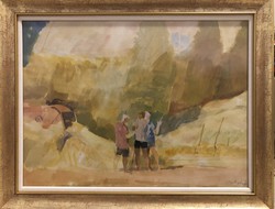 Gulyás Dénes (1927-2003) 42x53 cm Akvarell festménye