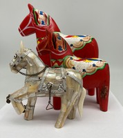 Nils olsson traditional swedish handmade song horse horses 3 pieces retro vintage collection sculpture