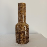 Brutalist vase by Zsuzsa Hornung. Scratched, engraved decoration of chamotte material, marked, 1973