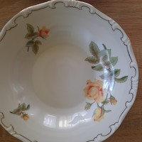 Sárga rózsás Zsolnay porcelán tányérok ( 6 db mély, 3 db lapos)
