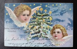 Christmas postcard 1904. Long addressing… angel