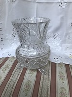 Polished crystal, three-legged vase in beautiful condition