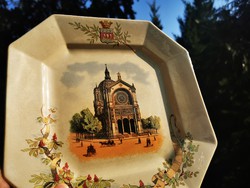 ANTIQUE SARREGUEMINES WALL PLATE, SAINT AUGUSTIN
