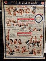 First aid poster, old military illustration tool, decoration
