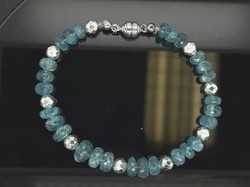 Genuine apatite gemstone bracelet with 925 sterling silver clasp - new 45 cm
