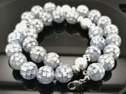 • Különleges kagylógyöngyös nyaklánc   925 sterling ezüst zárral - új  45 cm