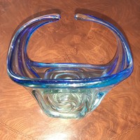 Kék muránói üveg kosár / tál / asztalközép
