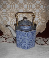 Half price 11.10-Ig antique blue ceramic teapot with small flower copper handle