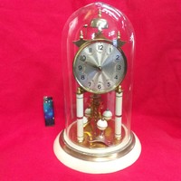 Alt German, German Art Nouveau large-scale rotating pendulum, striking, glass-covered table clock. 31 Cm.