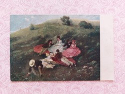 Old postcard Hungarian art postcard szinyei-merse majalas