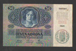 50 korona 1914. Bélyegzés nélküli!! VF++!! NAGYON SZÉP!!