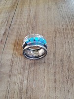 Különleges, izraeli széles, ezüst gyűrű, opál kockákkal díszítve