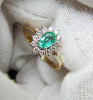14K Arany smaragd gyémánt eljegyzési gyűrű Diana hercegnő model
