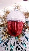 Glass Christmas tree decoration with big red acorns