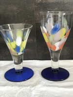 Színes üveg kelyhek, 17,5 és 22 cm magasak