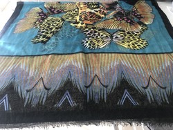 Large Scarf with Colorful Exotic Butterflies, 180 x 100 cm