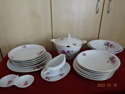 Lowland porcelain tableware with cyclamen flowers. 17 Pieces. He has! Jókai.