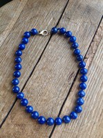 Large lapis lazuli bead string in gold-plated silver clasp