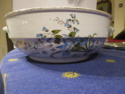 120 year old floral two-eared hard porcelain bowl 23 cm in diameter