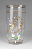 1H069 antique monogrammed glass baptismal glass beaker 13 cm