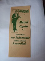Meinl Gyula r.t tea behozatala számolócédula
