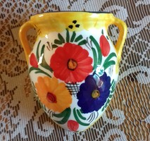 Ceramic wall vase with floral ornament, marked x