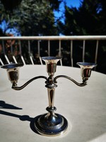 Three-pronged silver-plated candlestick