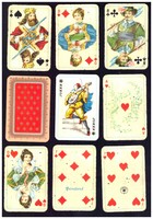 Francia sorozatjelű pasziánsz kártya Büttner kártyakép ASS 1940 körül 52 lap