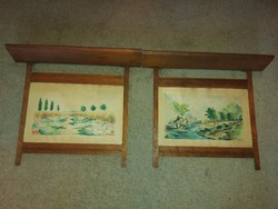 2 Farkasházy szign. akv. festmény,különleges fakeretben,kovácsolt szögekkel