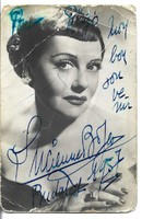 Lucienn Boyer francia énekes autográf, dedikált, sajátkezű aláírása fotólapon. Budapesten 1957-ben.