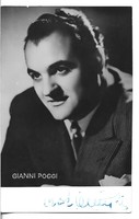 Gianni Poggi olasz operaénekes autográf, dedikált, sajátkezű aláírása fotólapon.